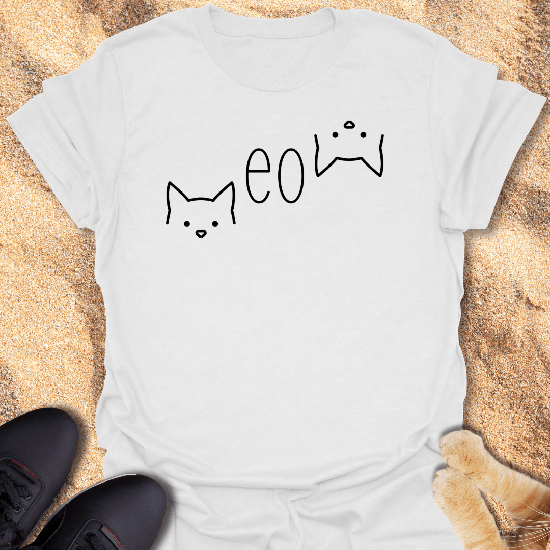 Cool Cat Vibes with MEOW Text T-Shirt 17117850105674601753