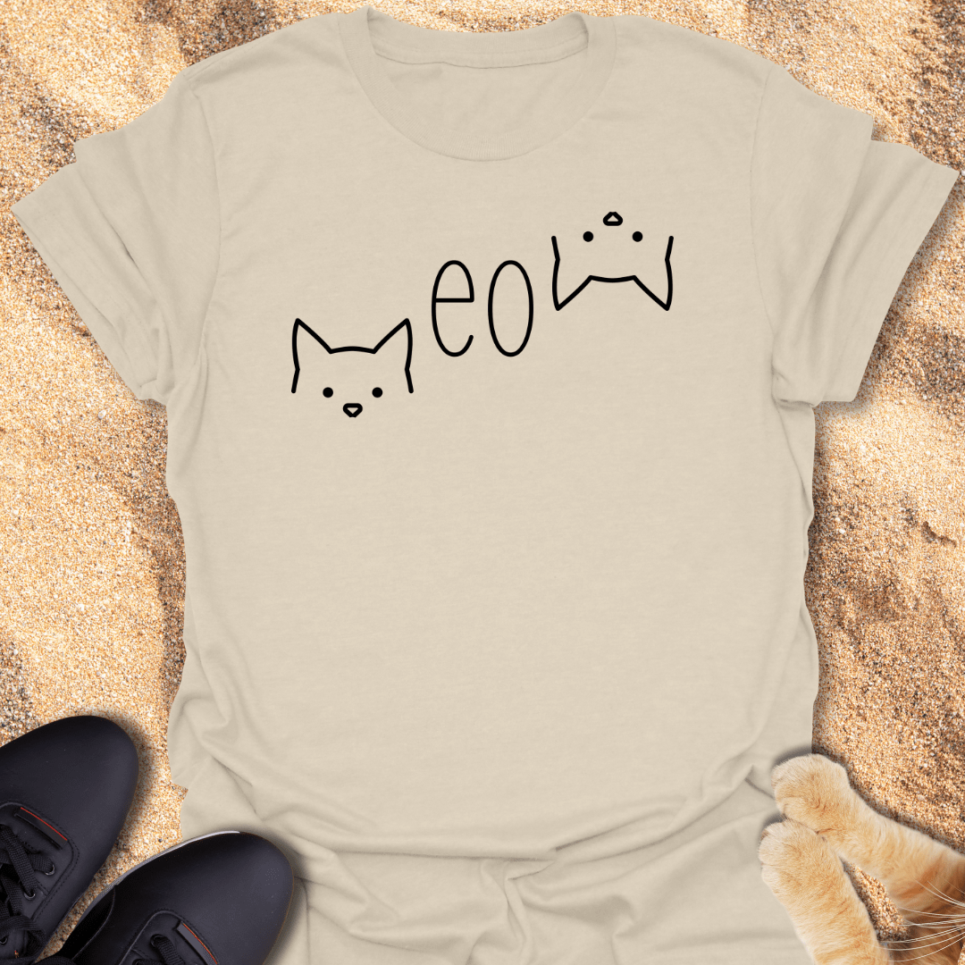 Cool Cat Vibes with MEOW Text T-Shirt 17701665862687093484