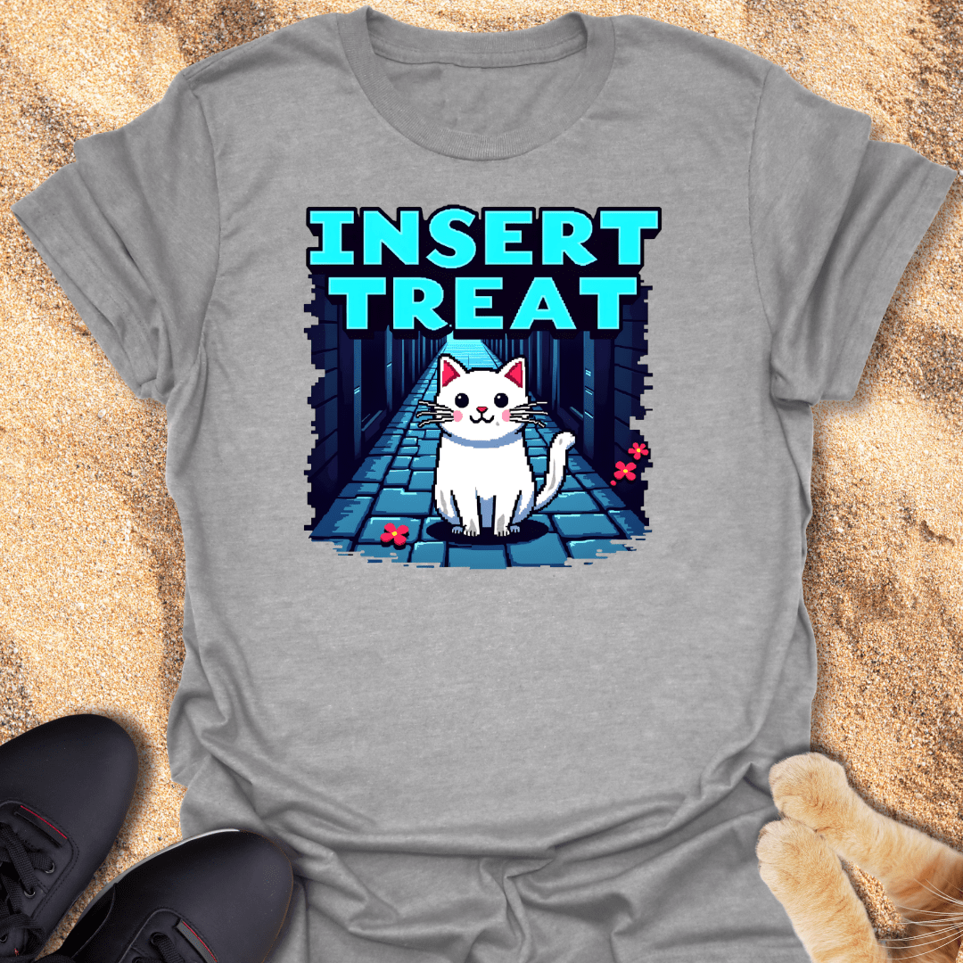 Feed Me, Human – 8-Bit Meow T-Shirt 33300276264541548013