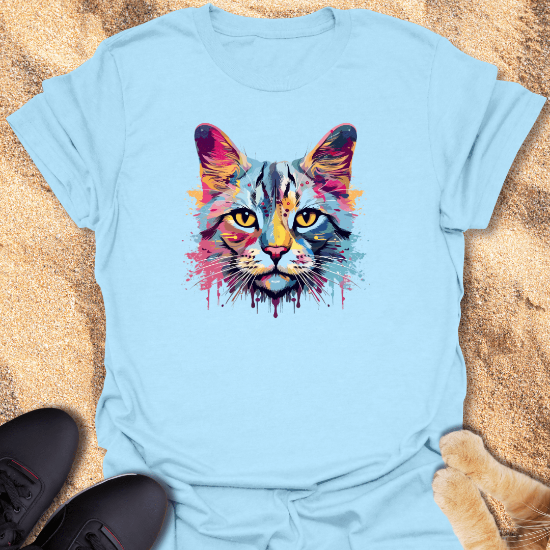 Rainbow Cat Head Design T-Shirt 52092250840968505244