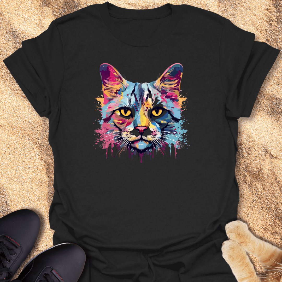 Rainbow Cat Head Design T-Shirt 98678863805049037748