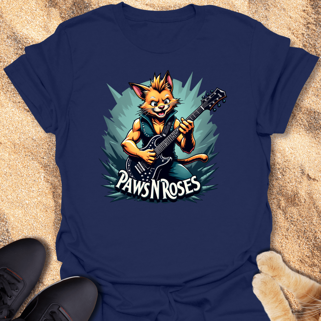 Rockstar Cat PawsNRoses T-Shirt 28076111599718436666