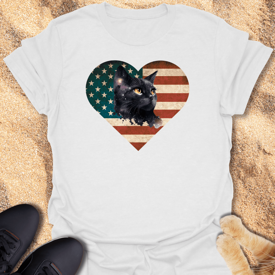 Stars, Stripes & Cat Vibes T-Shirt 33981075146701882048