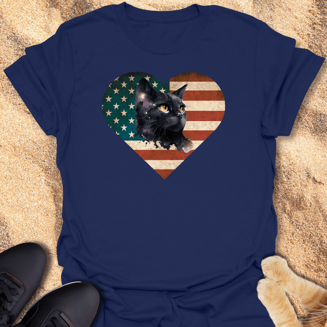 Stars, Stripes & Cat Vibes T-Shirt 15048089970366372912
