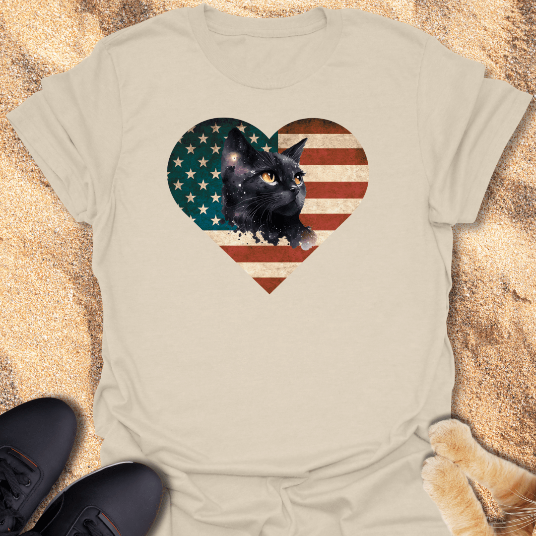 Stars, Stripes & Cat Vibes T-Shirt 12843690036339017497