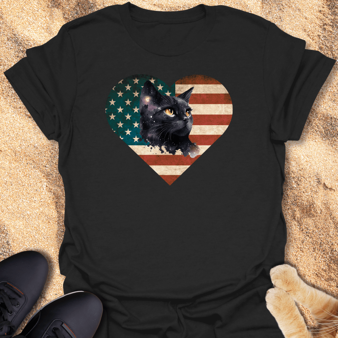 Stars, Stripes & Cat Vibes T-Shirt 12465347376530566375