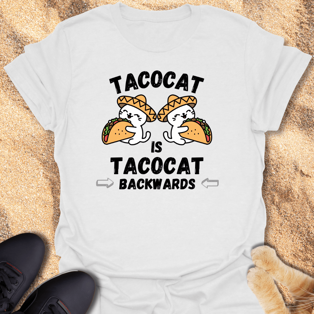 Tacocat is Tacocat BACKWARDS - Funny Cat Taco Design T-Shirt 12010953878732639647