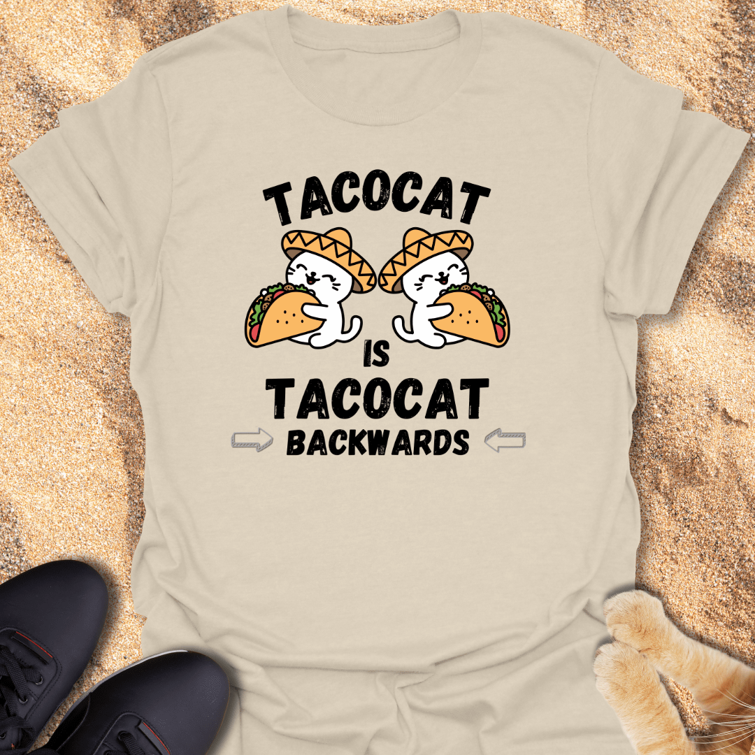 Tacocat is Tacocat BACKWARDS - Funny Cat Taco Design T-Shirt 16539405308683756386
