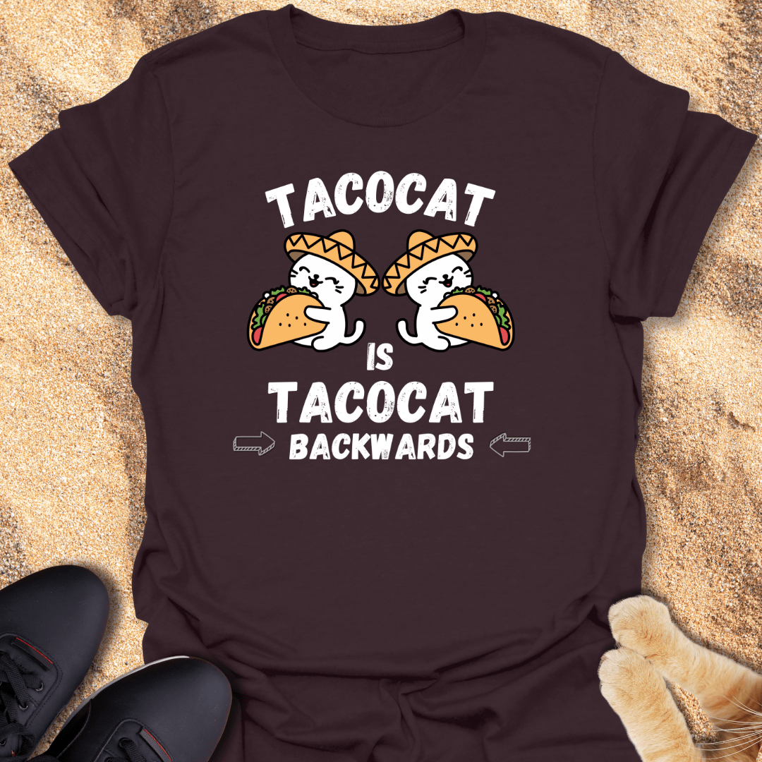 Tacocat is Tacocat BACKWARDS - Funny Cat Taco Design T-Shirt 12898664889562852043