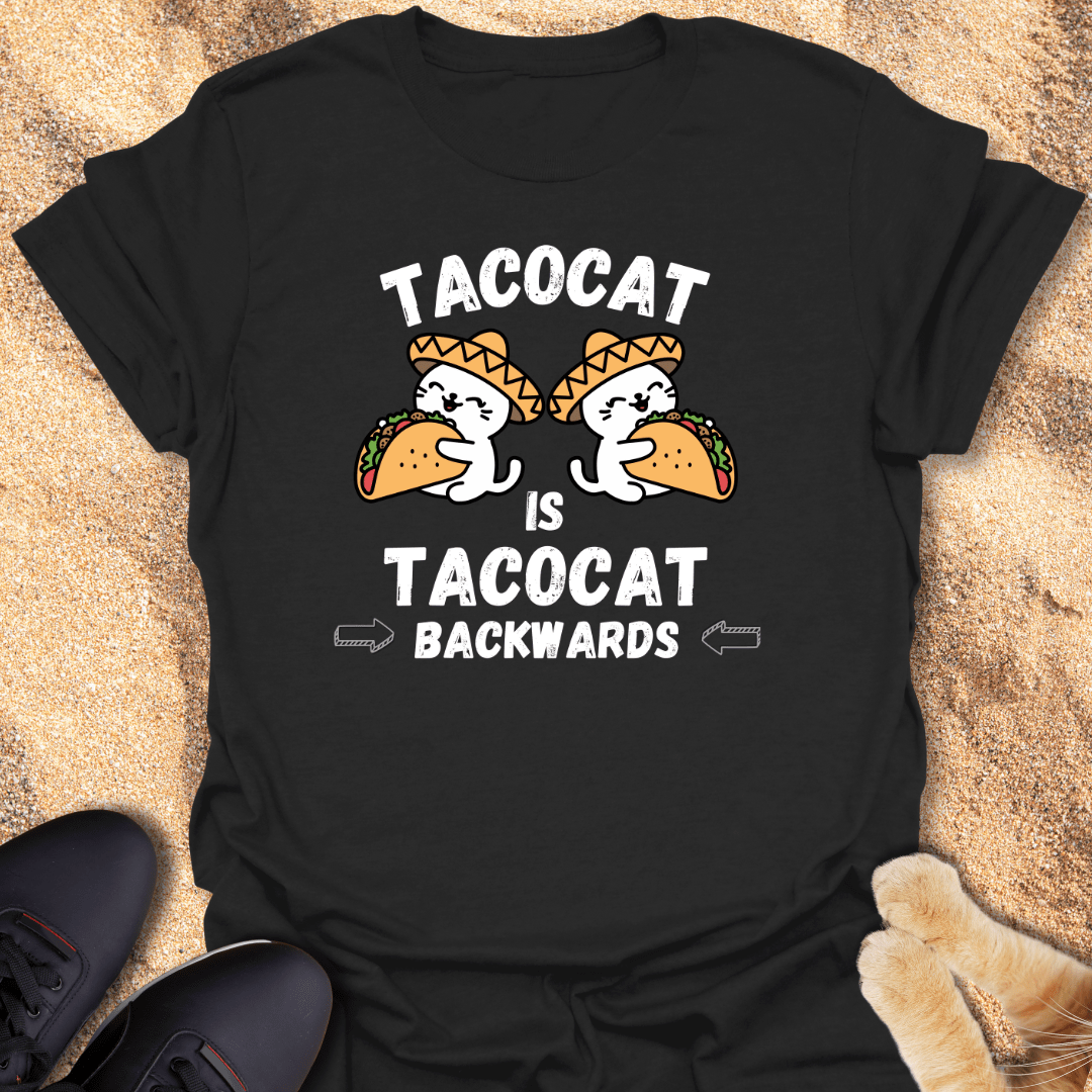 Tacocat is Tacocat BACKWARDS - Funny Cat Taco Design T-Shirt 23245532737802616280