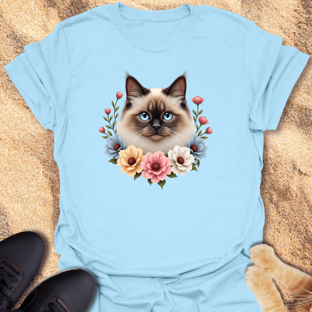 Blue-Eyed Ragdoll Blossom T-Shirt 73535293689040439749