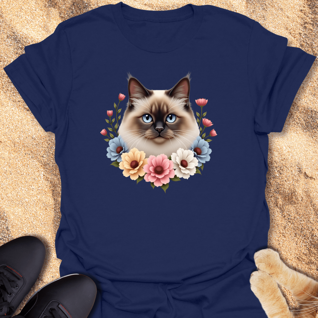 Blue-Eyed Ragdoll Blossom T-Shirt 25001608994344210421