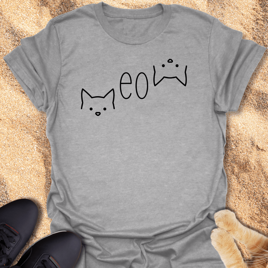 Cool Cat Vibes with MEOW Text T-Shirt 32941530873460255697
