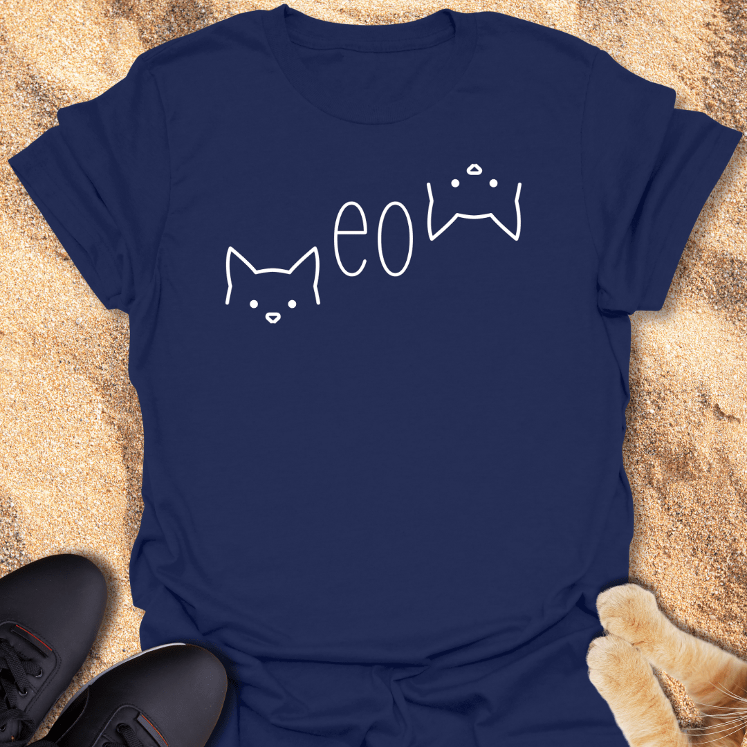 Cool Cat Vibes with MEOW Text T-Shirt 28697885534631464004