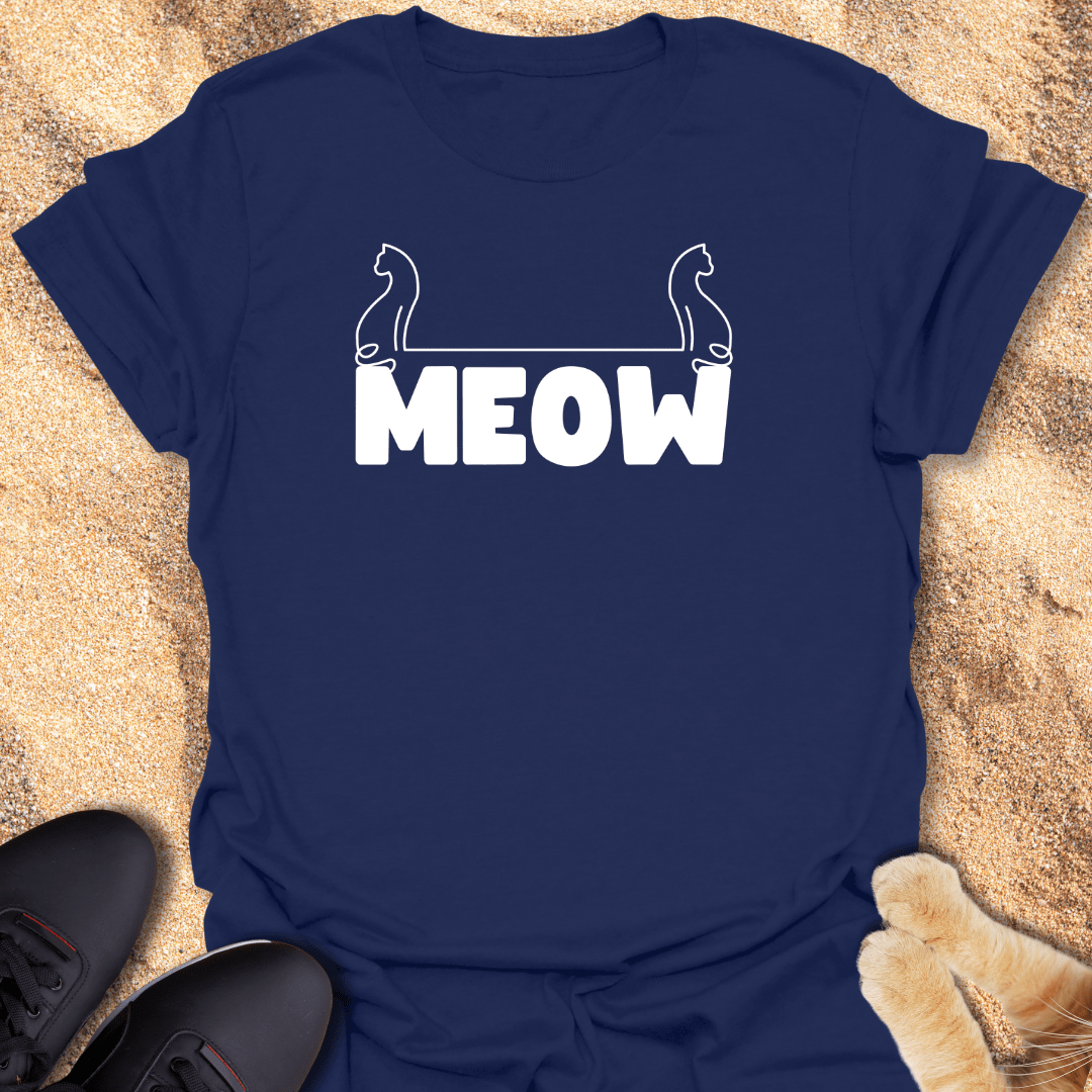 Cute MEOW Cats Line Art T-Shirt 36287016767609000871