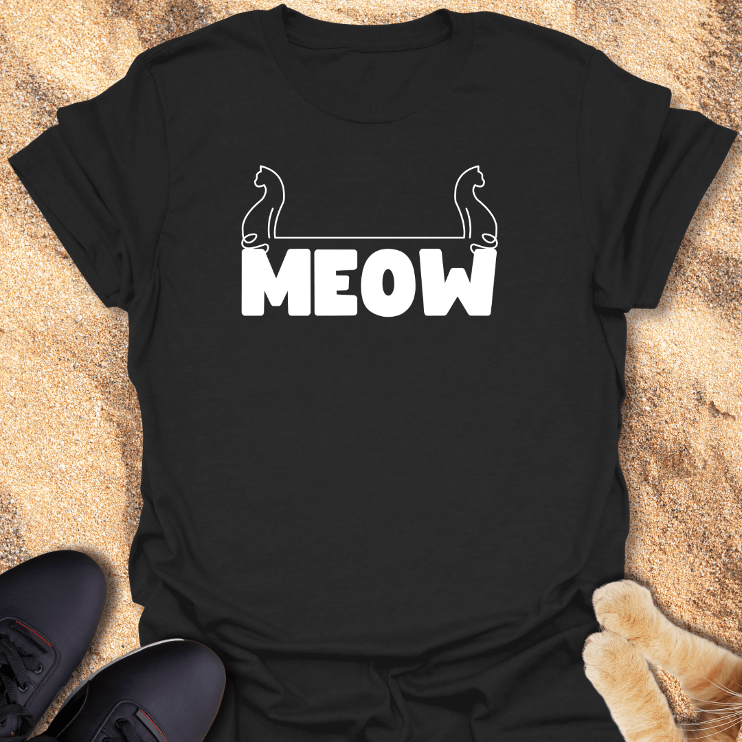 Cute MEOW Cats Line Art T-Shirt 50970047116070951493