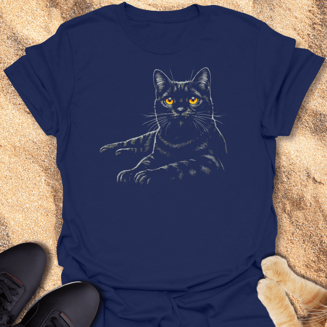 Elegant Black Cat Chill T-Shirt 32571953238202631432