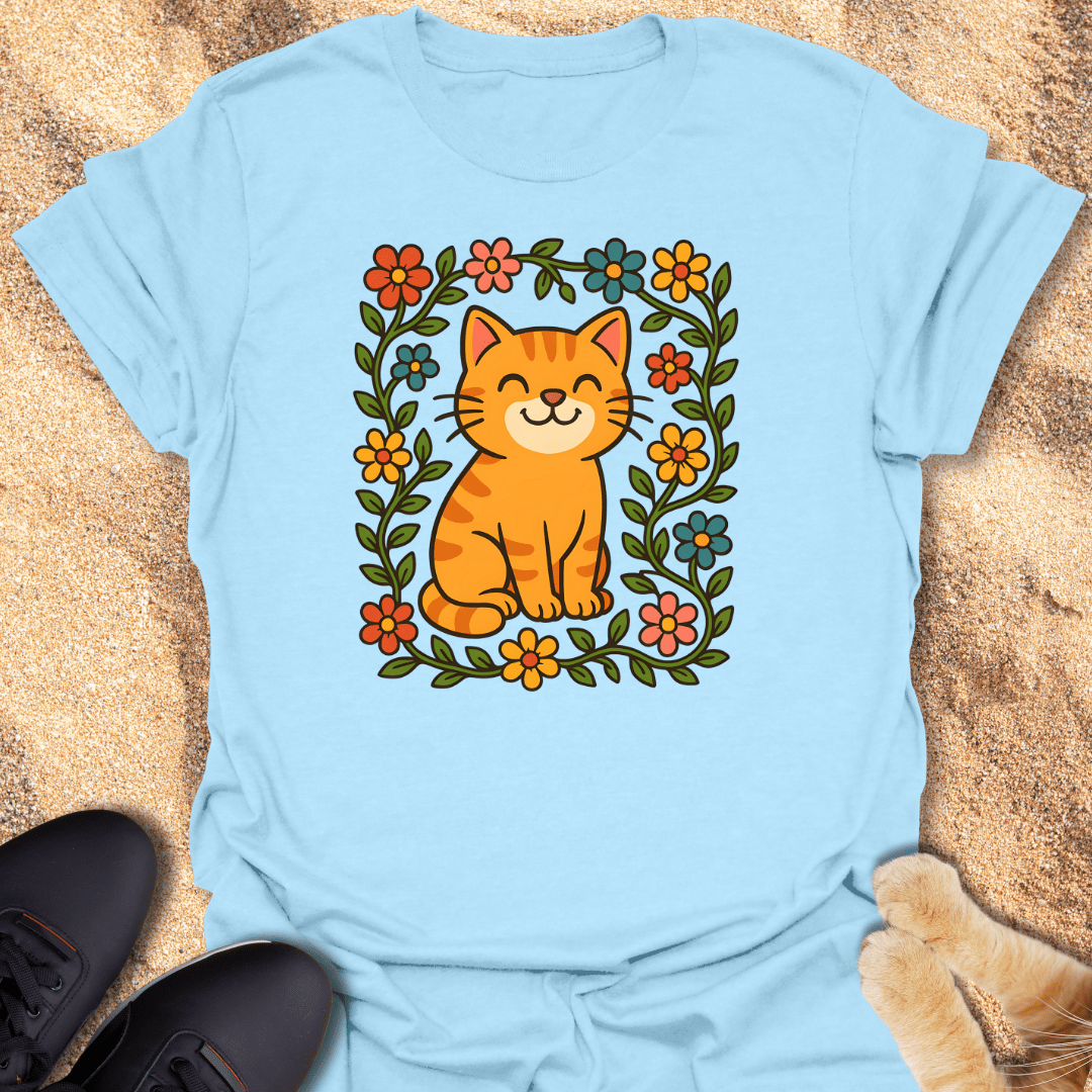 Flower-Powered Feline Vibes T-Shirt 20404265421095247218