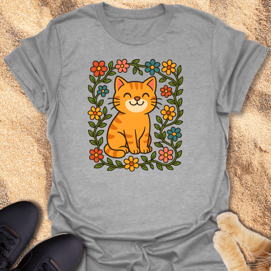 Flower-Powered Feline Vibes T-Shirt 28693188706557835333