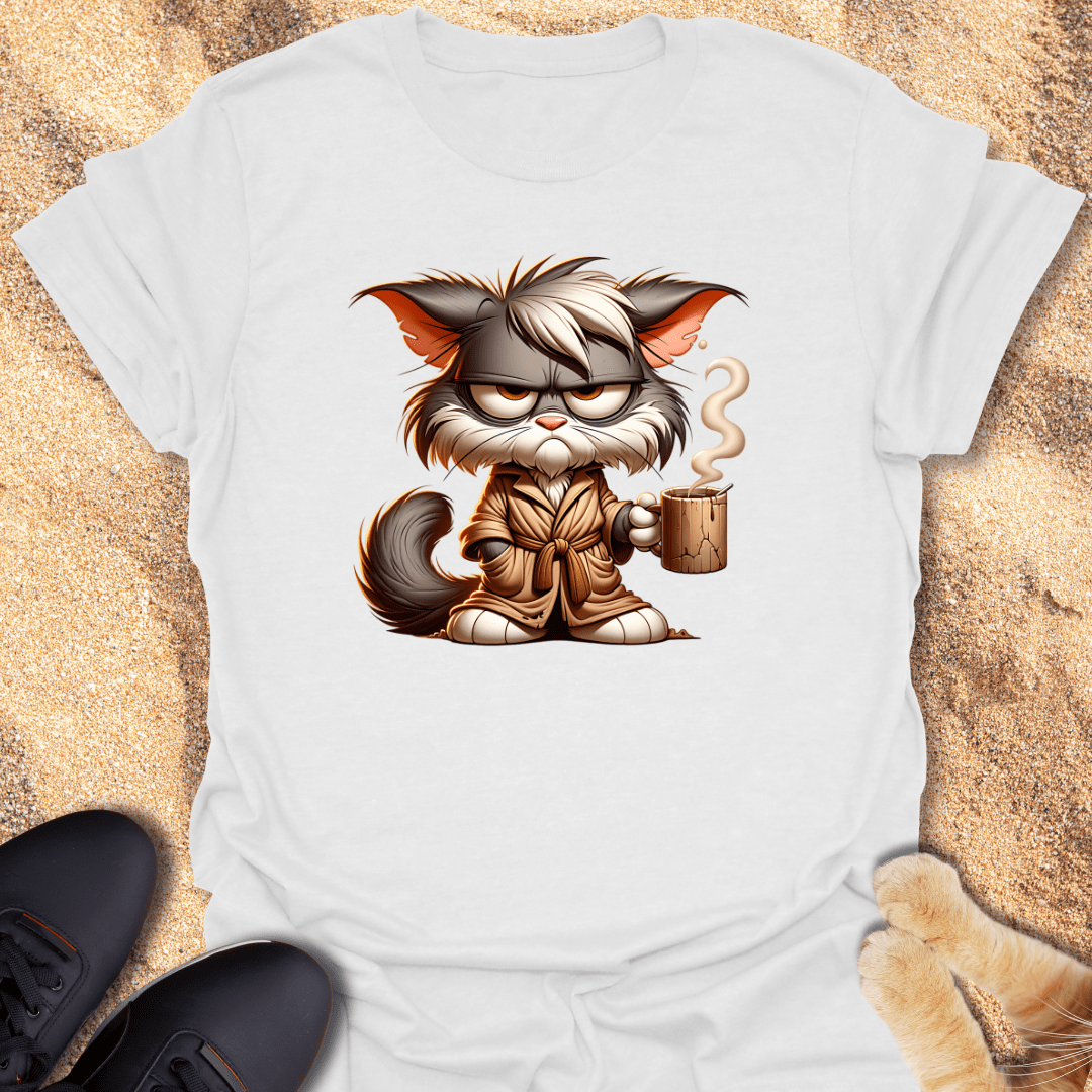 Grumpy but Caffeinated Cat T-Shirt 16889650716187343522