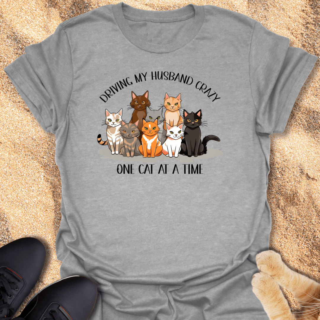 Husband's Cat Chaos T-Shirt 16962204058526409449
