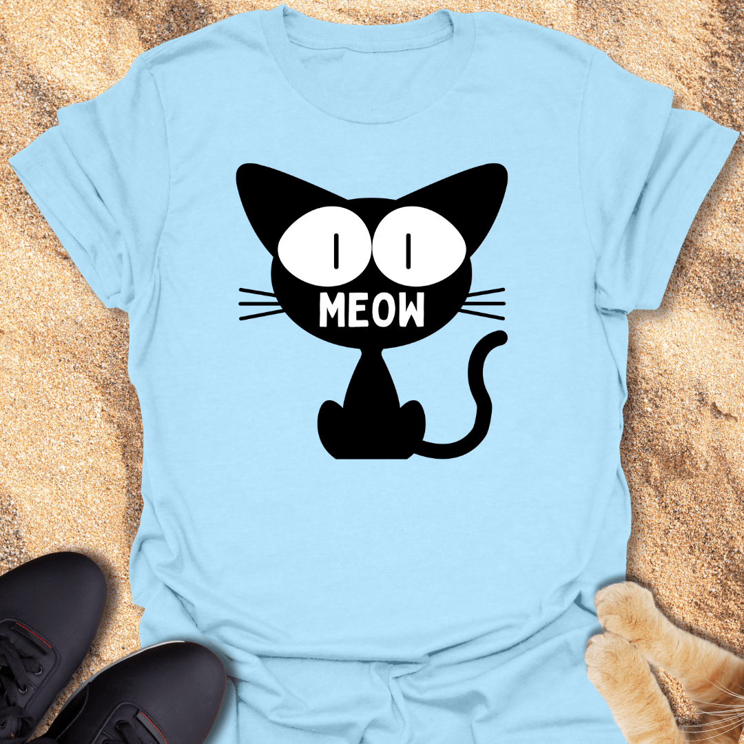 Minimalist Meow Cat T-Shirt 12805776501814791377