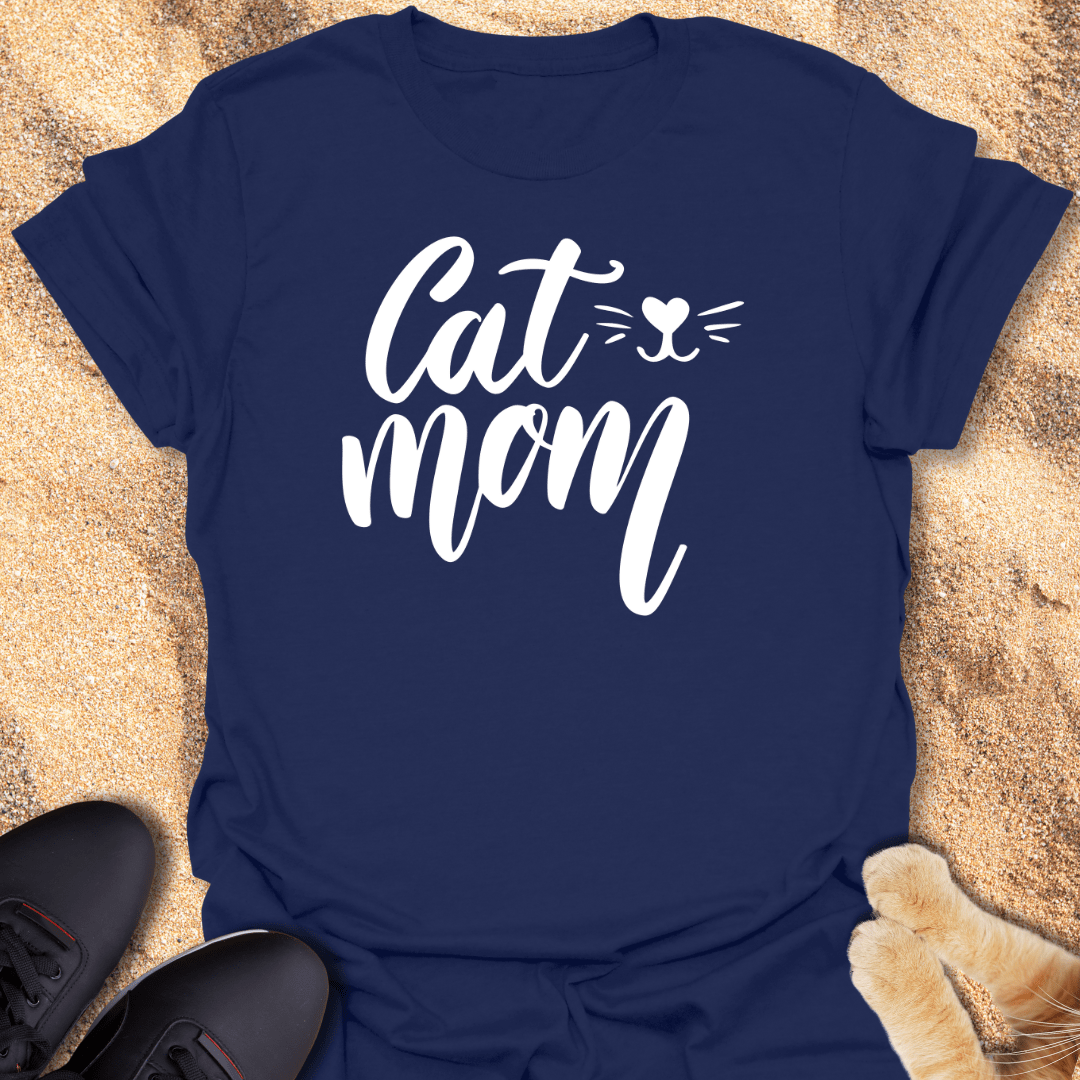 Purrfect Cat Mom with Whiskers T-Shirt 31536356560340959277