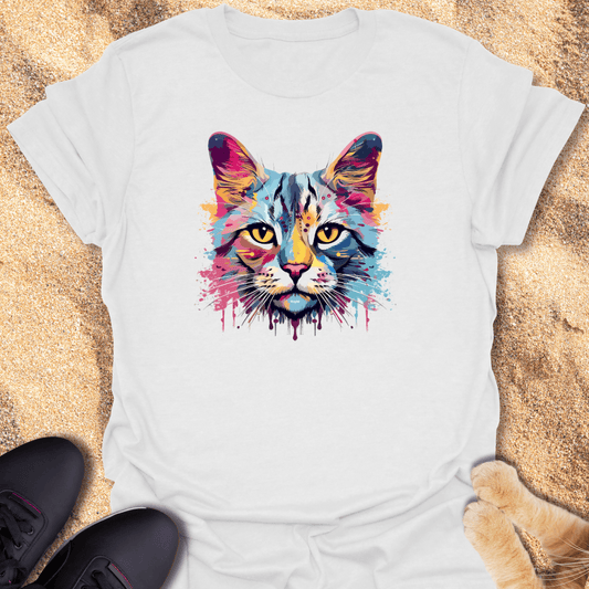 Rainbow Cat Head Design T-Shirt 93617878520150234328
