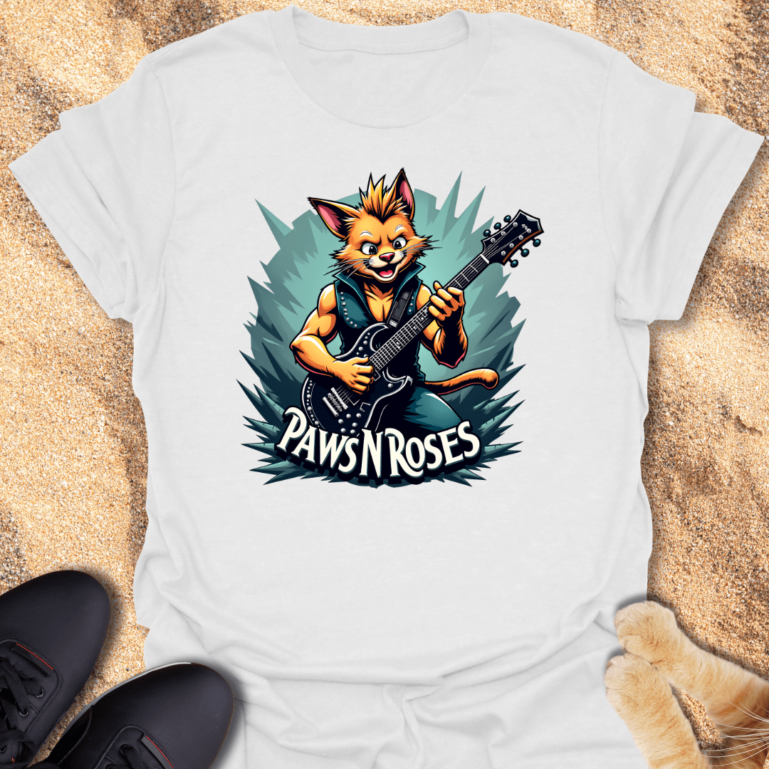 Rockstar Cat PawsNRoses T-Shirt 31249581050443124213
