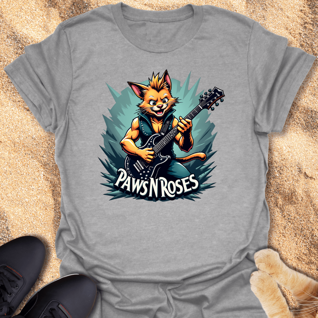 Rockstar Cat PawsNRoses T-Shirt 19878410344152644412