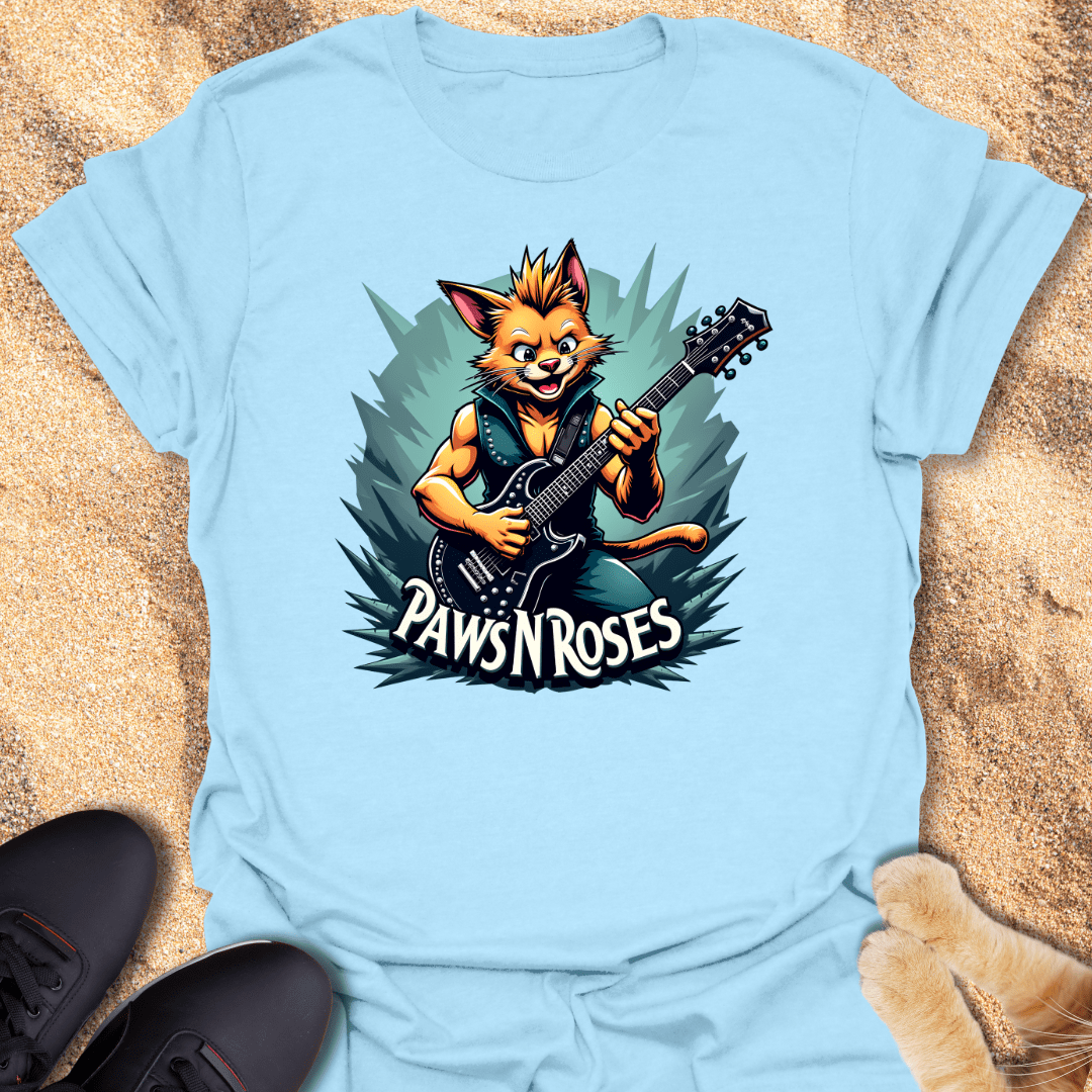 Rockstar Cat PawsNRoses T-Shirt 20537564077697082510