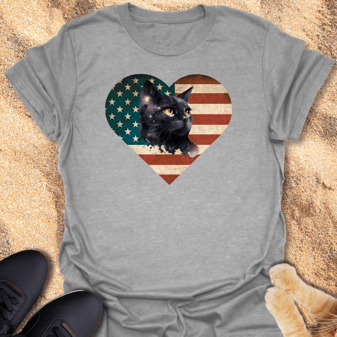 Stars, Stripes & Cat Vibes T-Shirt 72391907078787447603