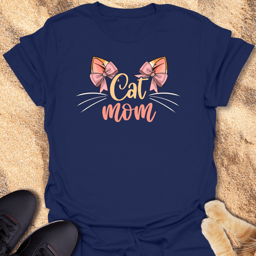 Whiskers, Bows & Cat Mom T-Shirt 24968835532580725853