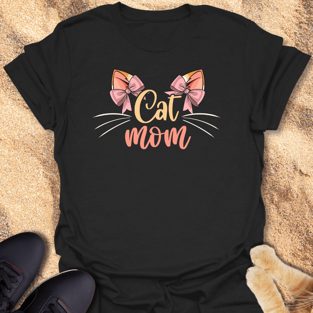 Whiskers, Bows & Cat Mom T-Shirt 71003818468844884628