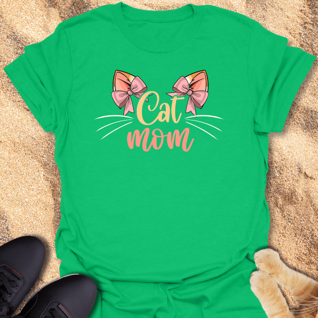 Whiskers, Bows & Cat Mom T-Shirt 17853849993492779961