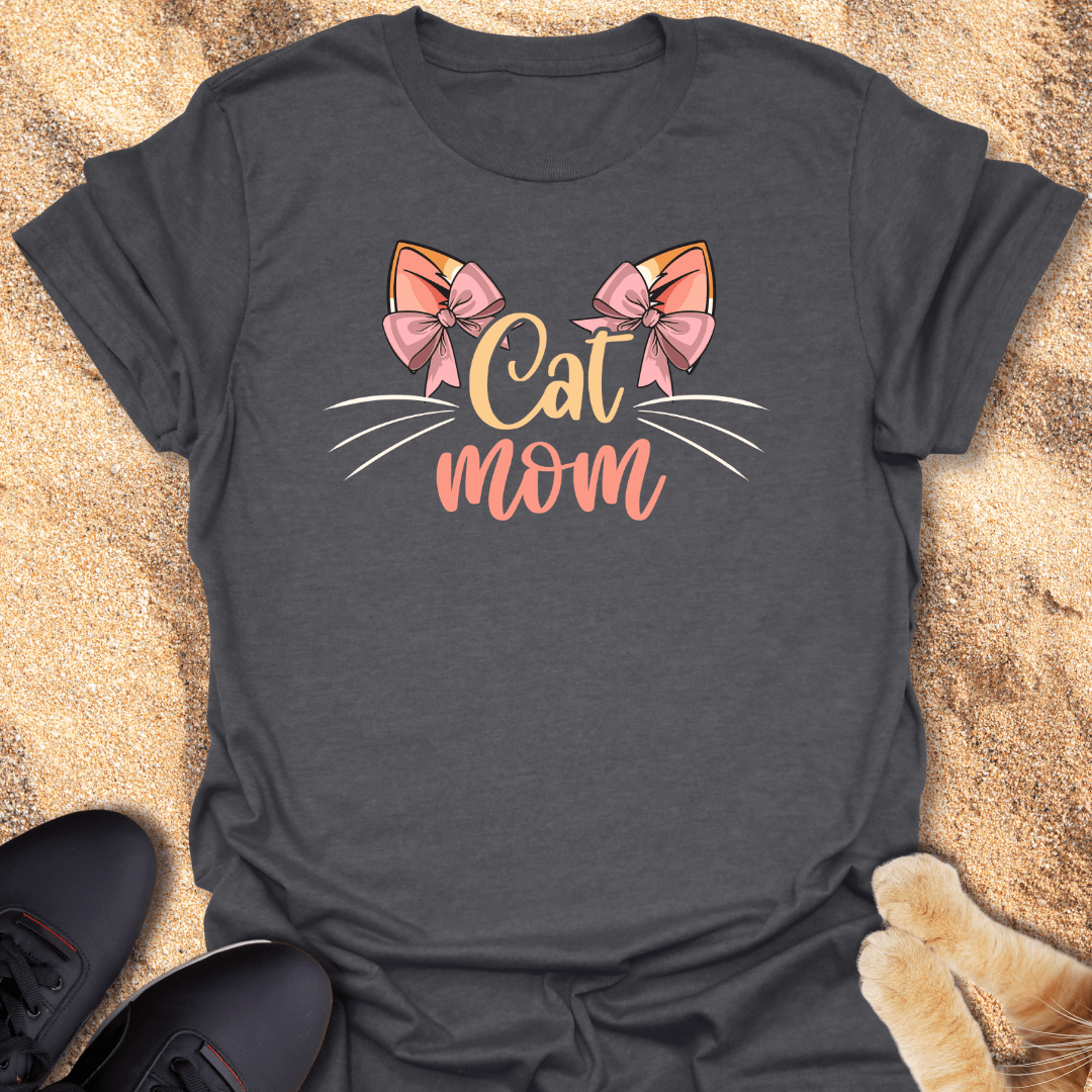 Whiskers, Bows & Cat Mom T-Shirt 88646693372079694946